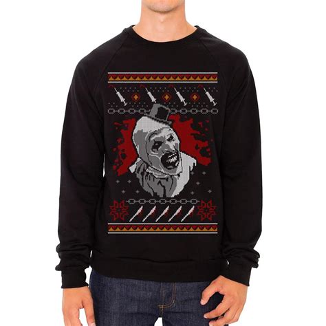 Terrifier sweater - Nov 8, 2023 · The Damien Leone’s Terrifier Killed Santa Claus Christmas Sweater is a unique and stylish piece of clothing for any horror fan or Christmas fan. It features a gruesome image of Santa Claus being killed by the evil clown Terrifier from the movie of …
